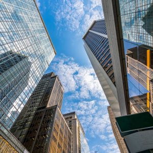 View of commercial building in Central Hong Kong..